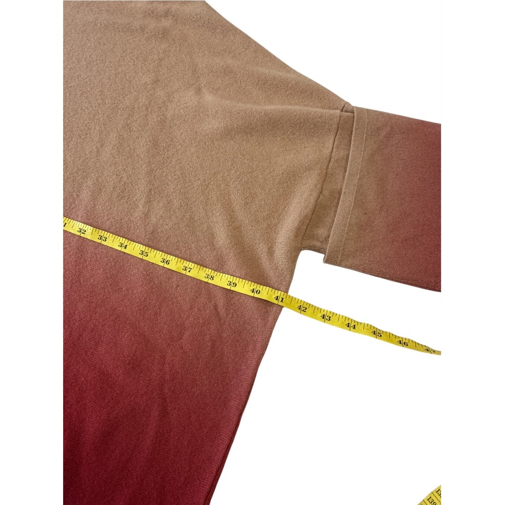 Soft by Naadam Camel & Berry Red Ombre Oversized Poncho Cashmere Sweater, M/L - Picture 5 of 8